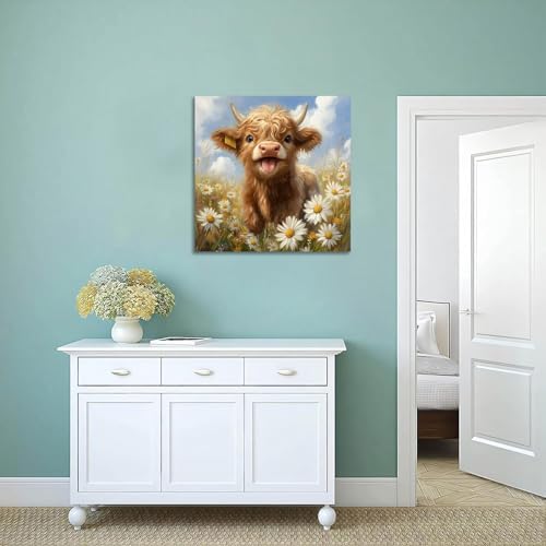 Stamped Cross Stitch Kits for Beginners Adults-Highland Cow,14x14in - Image 2