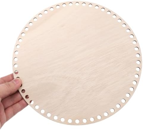 PATIKIL 10" Diameter Crochet Basket Bottom, 4Pcs Round Blank Crochet Knitting Wooden Base for DIY Craft Weaving Basket Making Supplies Home Decoration, Brown - Image 3