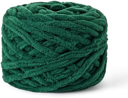 Plush Chenille Chunky Yarn 100g (49.2yd) - Fluffy Velvet Yarn Crochet for Blanket Knitting and Crocheting - Baby Yarn for Crocheting Soft - Amigurumi Yarn (Dark Green) by OMoiut