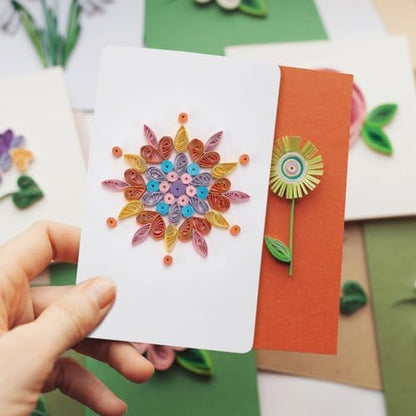 WEBEEDY 20 Sets Paper Quilling Kits for Beginners DIY Mandala Quilling Card Making Kits with 36 Colors Strips, 20 Cards, Paper Quilling Tools and Supplies Home Room Wall Art Decor Creative Gift - Image 6
