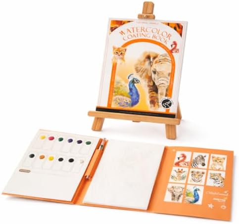 2026 Breathly Stress Relief Watercolor Books Painting Kit, All-in-One DIY Watercolor Art Kit, Paint-with-Water Portable Painting Art Book with 12-Color Pigment Dot Card & Water Brush Pen, Tri-Fold Pocket Painting Set, Relaxing Creative Kit for Beginner... by Unknown