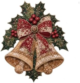 Christmas Patchwork Fabric DIY Decor Kit, Adult Sewing Handcrafted Set, Pre-Cut Fabric Squares, Make Your Own Christmas Tree Ornaments, Holiday Decoration Gift for Beginners(Bells) by Unknown