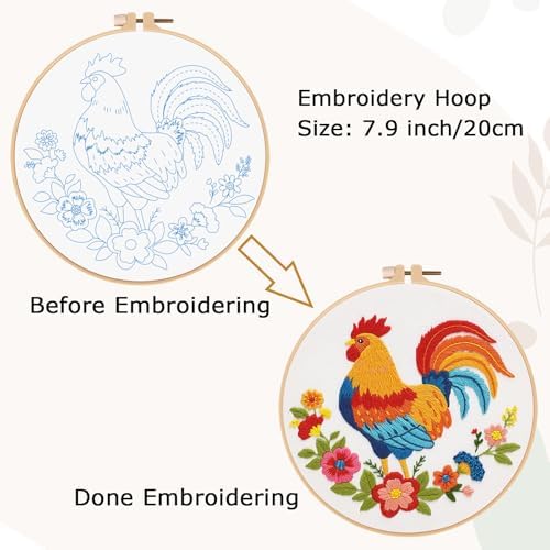 Nuberlic Embroidery Kit for Beginners, Rooster Needlepoint kit - Image 5