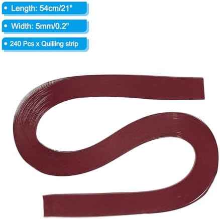 PATIKIL 240pcs Quilling Strips Paper 3/16"(5mm) 21"(54cm) Origami Paper Quilling Strip for Art DIY Hand Craft Christmas, Burgundy Red - Image 2