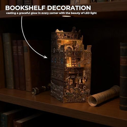 Dreams Delivery Book Nook Kit, Pirate Ship 172-Piece DIY LED Miniature House Kit, 3D Wooden Puzzle BookNook Kit for Adults, Home Model Building Kit for Book Lovers & Beginners, Bookshelf Decor - Image 4