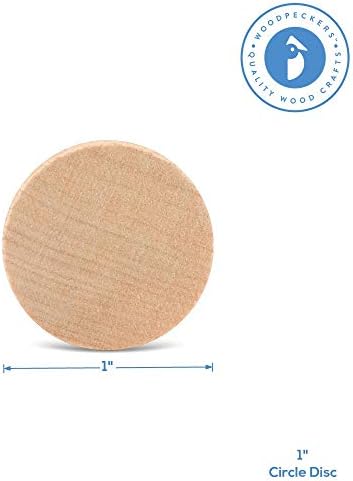 Wood Discs and Blank Tokens for Crafts, 1 x 1/8 inch Wooden Coins, Pack of 100 Unfinished Wood Circles, by Woodpeckers - Image 2