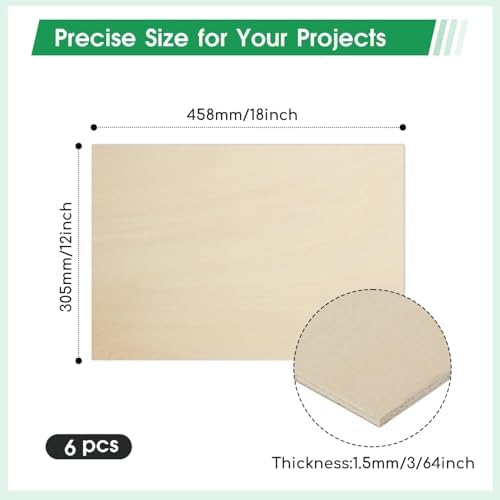6 Pack Basswood Sheets 12"×18"×3/64" Unfinished Plywood Sheet - Image 2