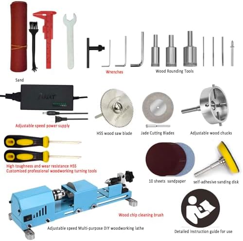Wood Lathe Mini Lathe Machine Multi-Purpose Type Lathe Milling Cutting Grinding Polishing Professional Table Top Lathe Tool Kit - Image 2