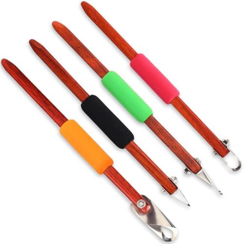 Lanties 4 Pcs Pottery Carving Tool Set Sculpture Scraper Craft Modelling Tools Red Pear Wood Texture Handle with Stainless Steel Blade for Clay Carving, Ceramic Sculpting, Graffito (Novel Color) by Lanties