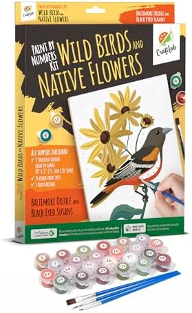 CraftLab Painting Kit - Acrylic Paint by Numbers, Brushes, Canvas, Oriole & Black Eyed Susans by CraftLab