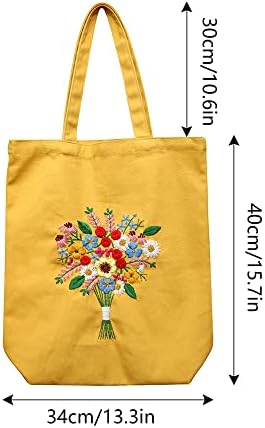 MAMUNU Canvas Tote Bag Embroidery Kit with Pattern for Beginners, Arts and DIY Crafts Kits for Adults, Include Instructions Embroidery Bag, Embroidery Hoops, Color Threads and Tool (Yellow) - Image 6