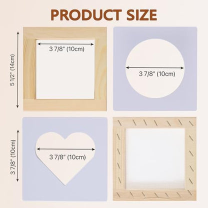3.9 * 3.9 inch Square, Heart and Circle Shaped Paper Making Screen Papermaking Kit with Wood Mould and Deckle Set, Heart Shaped Deckle, Circle Shaped Deckle for DIY Handmade Paper - Image 2