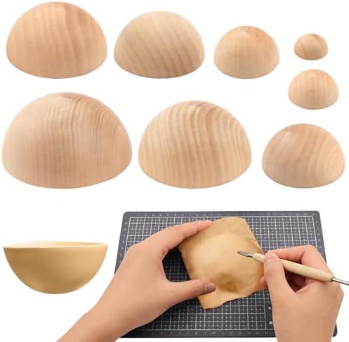 8Pcs Wooden Pottery Molds Set, 8 Sizes Bowl Press Tools for Clay by Unknown