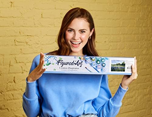 Figured'Art Paint by Numbers for Adults Countryside Field and Blue Flowers 16"x20" - Craft Art Painting DIY Kit Rolled Canvas Without Frame - Image 2