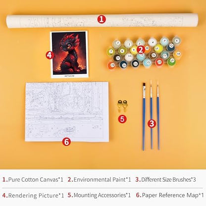 TUMOVO Cute Little Baby Dragon Paint by Numbers Kit, 16x20 Inch Acrylic Painting Arts and Craft for Kid & Adult - Image 5