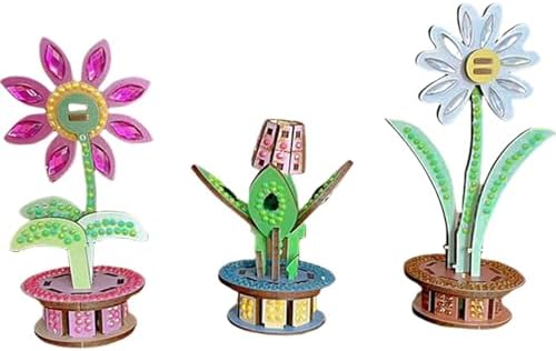 3D Wooden Flower DIY Kit with Sparkling Diamonds Layered Wood Crafts for Adults and Teens Home Decor Creative Building Project Unique Ornament Gift by Unknown