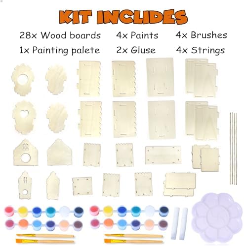 hapray 4 Pack Bird House Craft Kit, DIY Birdhouse for Kids to Build & Paint - Image 2