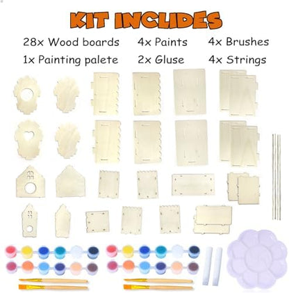 hapray 4 Pack Bird House Craft Kit, DIY Birdhouse for Kids to Build & Paint - Image 2