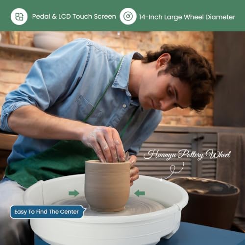 Huanyu Pottery Wheel Ceramic Machine 14" with Foot Pedal & LCD Screen - Image 4