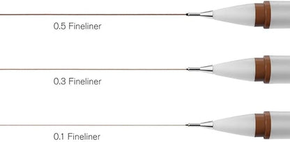 Winsor & Newton Fineliner Fine Point Pen Set, Assorted, Set of 3, Sepia