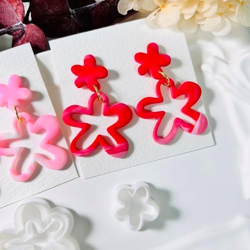 Xaekicr 2PCS Flower Polymer Clay Cutters – Floral Clay Earring Cutters for Spring Jewelry, Cute Clay Tools for Polymer Clay Crafts and DIY Gift Making - Image 3