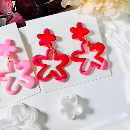 Xaekicr 2PCS Flower Polymer Clay Cutters – Floral Clay Earring Cutters for Spring Jewelry, Cute Clay Tools for Polymer Clay Crafts and DIY Gift Making - Image 3
