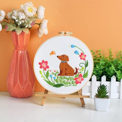 Louise Maelys Floral Dog Embroidery Kit for Beginners Handmade Gift - Image 6