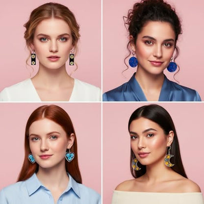 Resin Earring Molds, 5 PCS Epoxy-Resin Jewelry Mold Silicone Jewelry Pendant Mold Dangle Drop Earrings Resin Casting Molds with Built-in Holes for Earrings, Necklace, Pendants, Keychains Making - Image 5