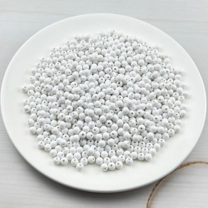 700pcs Acrylic Round Beads for Crafts 6mm Resin Candy Color Spacer Beads with Hole for Jewelry Making Sewing Crafts Decoration Necklaces Bracelets Earrings Supplies(White) - Image 2