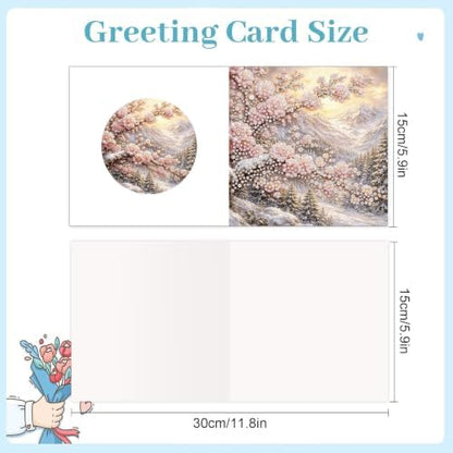 Artiphile DIY Pearl Art Painting Greeting Card Set Crafts Decor 6-Piece Foldable Cards Kit with Envelopes and Tools for Holiday Wishes Adult Crafting Project-Landscape - Image 3