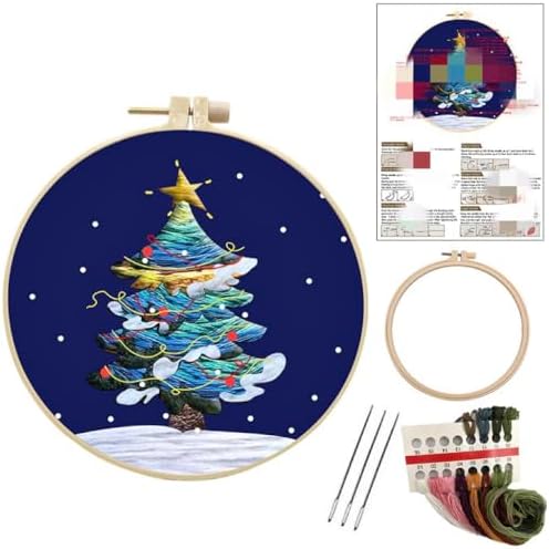 JRYYR Friendship Gifts Beginner Embroidery kit for Adults,Embroidery Kits for Beginners DIY Cross Stitch with Patterns and Instructions (Christmas Tree Patterns) by JRYYR