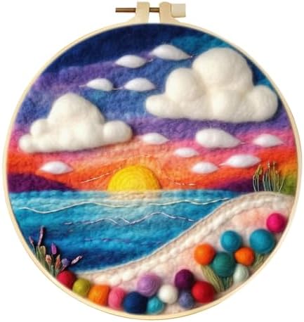 CaptainCrafts Needle Felting Kit for Adults Sunset Landscape Pattern by CaptainCrafts