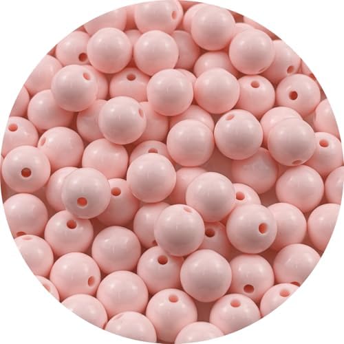 100pcs Acrylic Round Beads for Crafts 12mm Resin Candy Color Spacer Beads with Hole for Jewelry Making Sewing Crafts Decoration Necklaces Bracelets Earrings Supplies(Light Pink) by Unknown