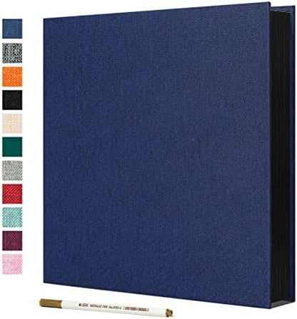 Spbapr Large Photo Album Self Adhesive Linen Cover Magnetic Scrapbook Album DIY Scrap Book 60 Black Sticky Pages for 4x6 5x7 8x10 10x12 Pictures with A Metal Pen,13.2"x12.8"60pages by Spbapr