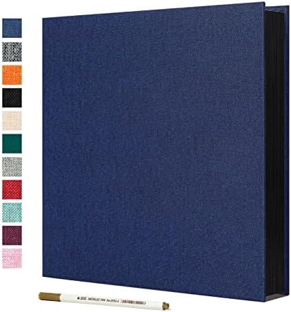 Spbapr Large Photo Album Self Adhesive Linen Cover Magnetic Scrapbook Album DIY Scrap Book 60 Black Sticky Pages for 3x5 4x6 5x7 8x10 Pictures with A Metal Pen by Spbapr