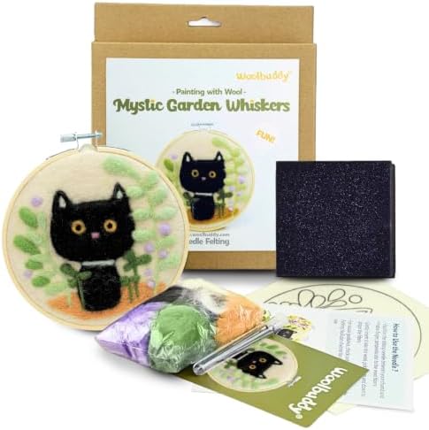 Woolbuddy Wool Painting Felting Hoop Kit (Mystic Garden) for Beginner Adult by Woolbuddy