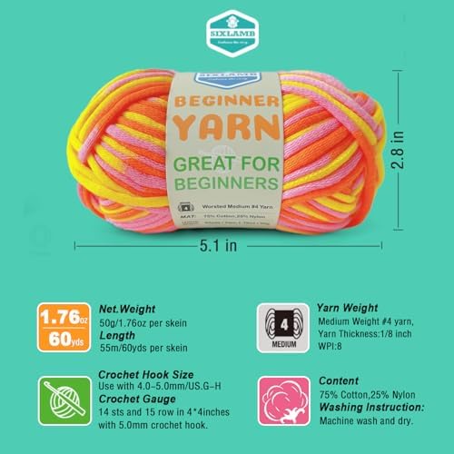 3 * 50g/1.76oz Yarn for Crocheting and Knitting, 3 * 60yds Beginner Yarn with Easy-to-See Stitches; Worsted-Weight Medium #4;Amigurumi-Friendly Crochet Kit (Dawn+Ocean+White) - Image 2