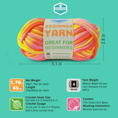 3 * 50g/1.76oz Yarn for Crocheting and Knitting, 3 * 60yds Beginner Yarn with Easy-to-See Stitches; Worsted-Weight Medium #4;Amigurumi-Friendly Crochet Kit (Dawn+Ocean+White) - Image 2
