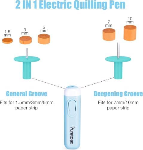 2-in-1 Electric Quilling Pen with Dual Tips for 1.5-10mm Strips, Blue - Image 3