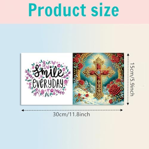 Diamond Art Cards with Envelopes–6PCS DIY Diamond Painting Greeting Cards Kit | Card Making Kit with Bling for Adults & Beginners | Birthday,Holiday & Thank You Cards (Flower and Cross) - Image 4