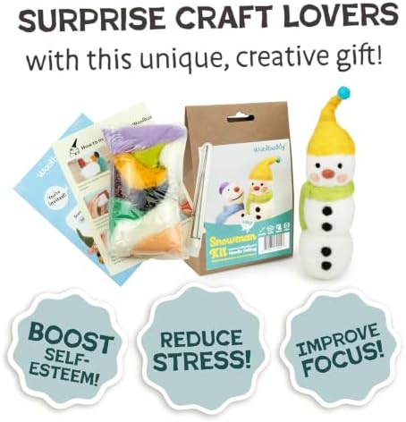 Woolbuddy Needle Felting Starter Kit (Snowman) for Adults with Tool & Guide - Image 3