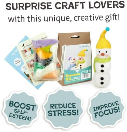 Woolbuddy Needle Felting Starter Kit (Snowman) for Adults with Tool & Guide - Image 3
