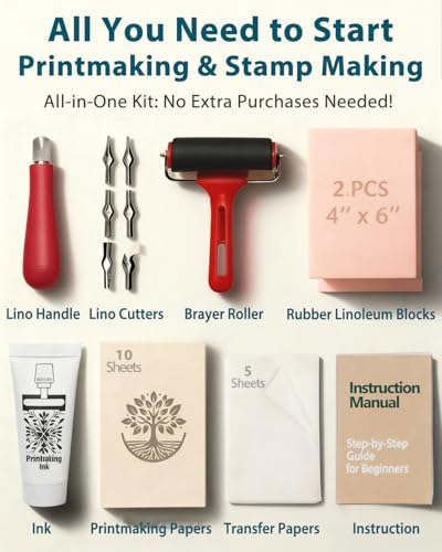 Linocut Kit for Printmaking & Stamp Making: Block Printing Tools Supplies - Image 2