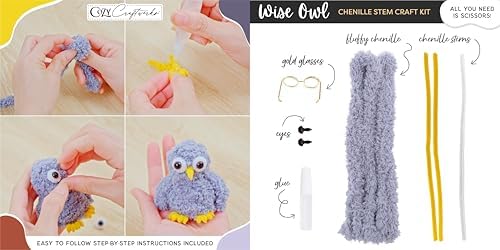WeVeel Cozy Craftworks Chenille Stem Animal Craft Kit for Adults – Create 4 Adorable Animals (Kitty, Puppy, Bird & Owl) – Relaxing DIY Arts & Crafts Kit with All Supplies - Image 5