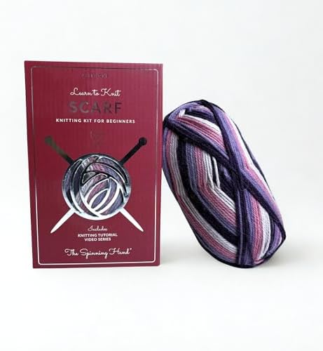 The Spinning Hand Knitting Kit for Beginners Adults – Educator-Designed, Self-Striping Wool Yarn, Bamboo Needles & Video Tutorials (Fresh Figs) by TheSpinningHand