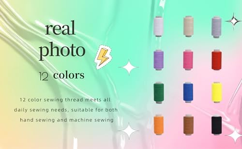 12 Pack, Sewing Thread (400 Yards Each) Premium Polyester Thread + 25 Large Eye Needles + Seam Ripper & Threader with Storage Box ，Used for Sewing Clothes, Quilts, Embroidery and Other Fabrics - Image 4