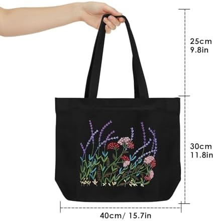 ERKOON Canvas Tote Bag Embroidery Kit for Beginners, Floral Arts Crafts Cross Stitch Kits for Adults Including Stamped Embroidery Bag with Hoops, Needle, Instruction and Color Threads (Lavender) - Image 5