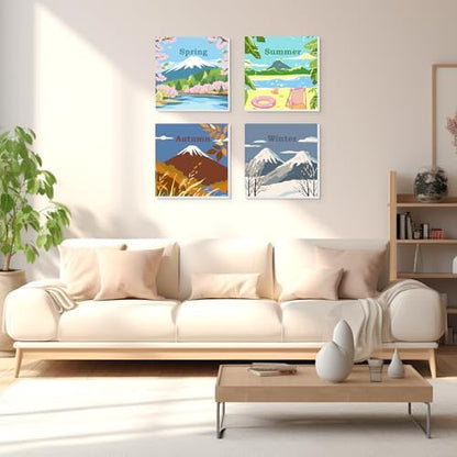 Lxmsja 4 Pack Nature’s Seasonal Grace Paint by Numbers Kit for Adults, Easy Framed Paint by Numbers for Adults Beginner, DIY Acrylic Oil Painting Craft Kits for Home Wall Decor 8x8 inch - Image 3