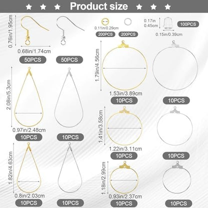 OIIKI 700pcs Hypoallergenic Earring Making Kit, Gold/Silver Plated Hooks - Image 2