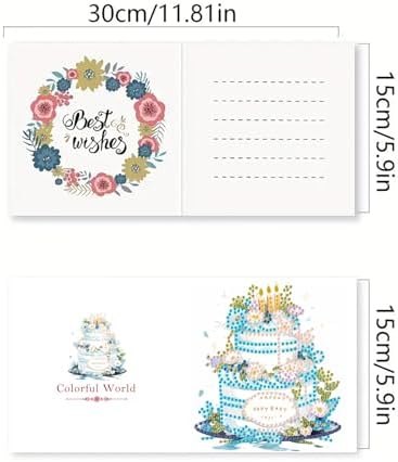 DIY Diamond Greeting Cards Set, 5D DIY Diamond Art Painting Festival Style Greeting Card, DIY Christmas Card Making Kits for Family Friends Handmade Gift-#09-6PC Cake - Image 2
